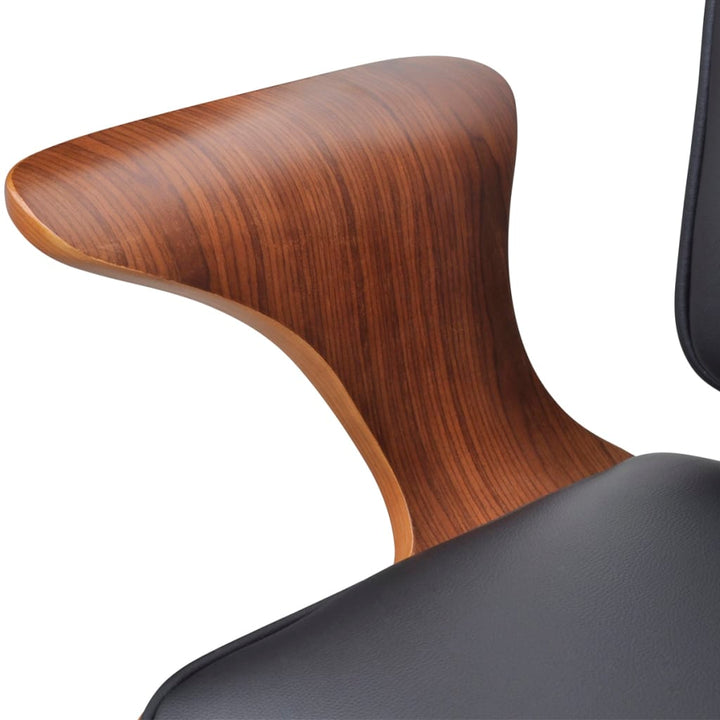 Kantoorstoel draaibaar kunstleer en gebogen hout crème