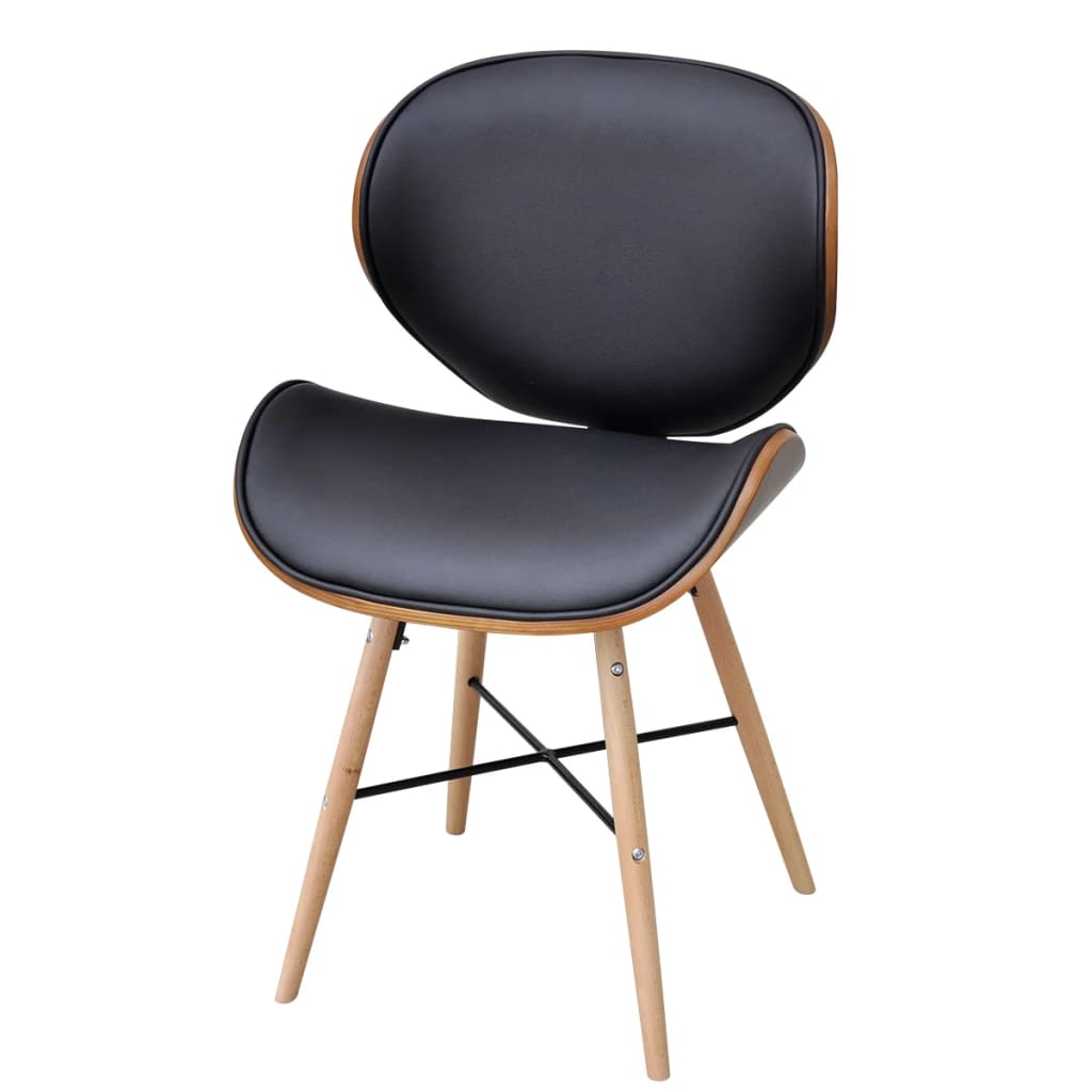 Eetkamerstoelen 2 st gebogen hout en kunstleer