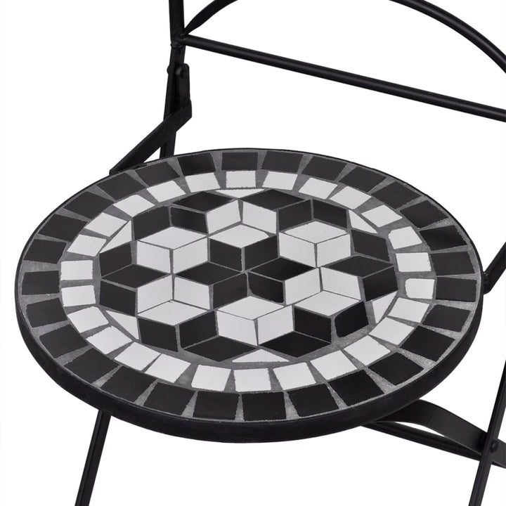 3-delige Bistroset keramische tegel zwart en wit
