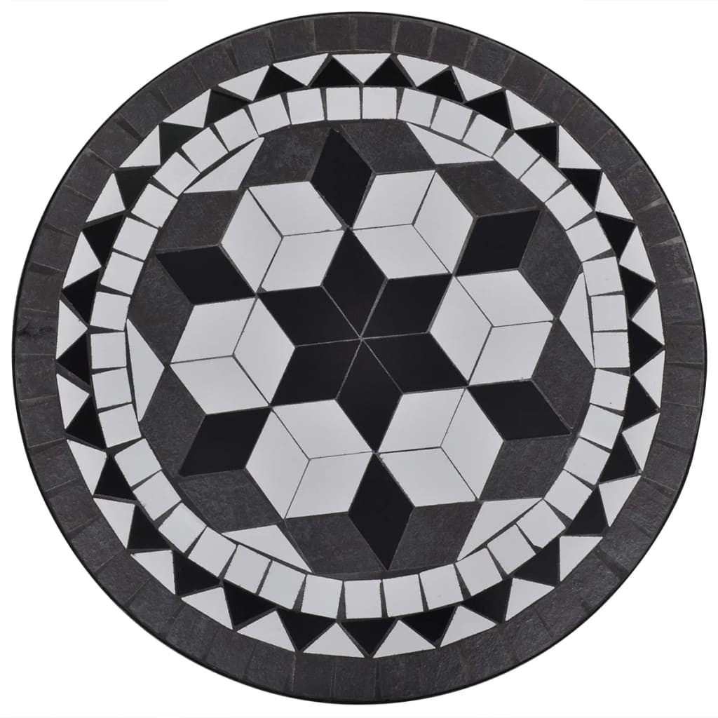 3-delige Bistroset keramische tegel zwart en wit