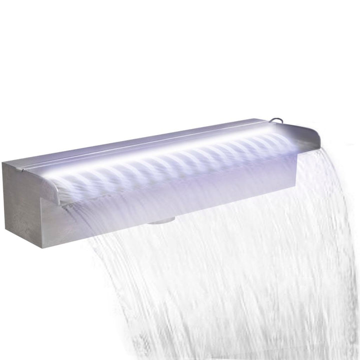 Zwembadwaterval met LED's rechthoekig 45 cm roestvrij staal