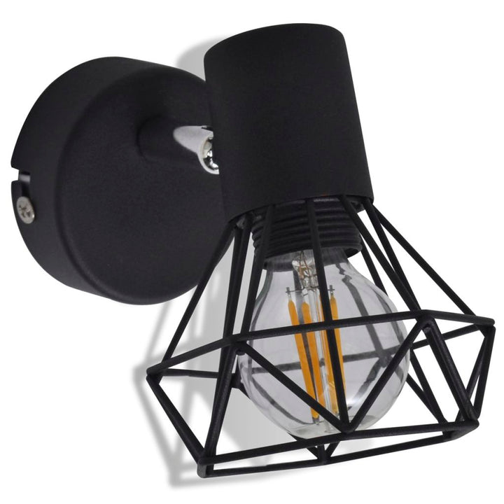 Wandlampen 2 st met LED industriële stijl zwart