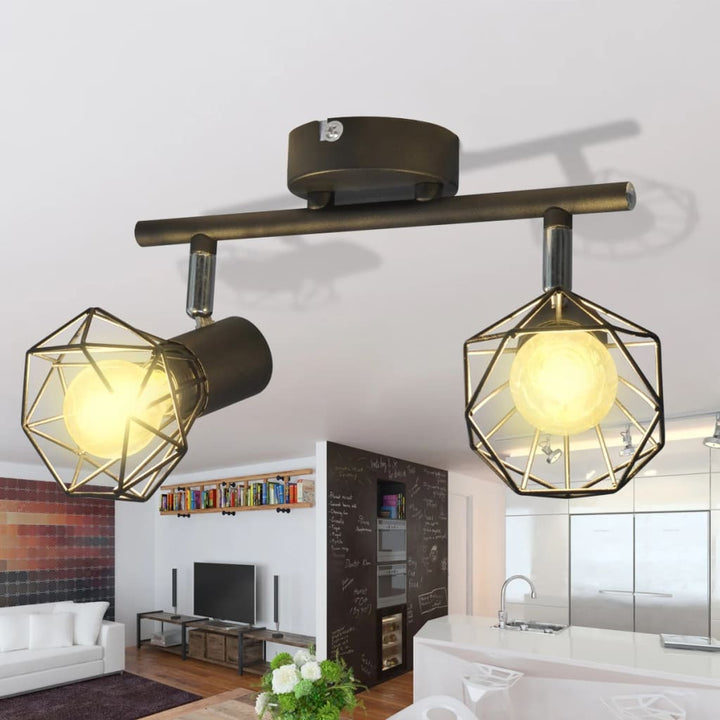 Plafondlamp met 2 LED's industriële stijl zwart