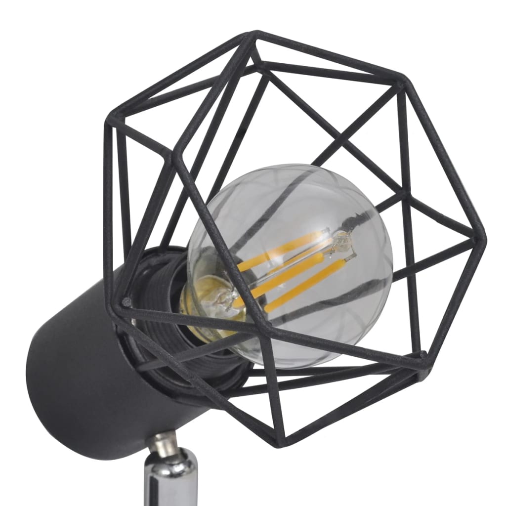 Lamp industrieel met 4 LED's zwart