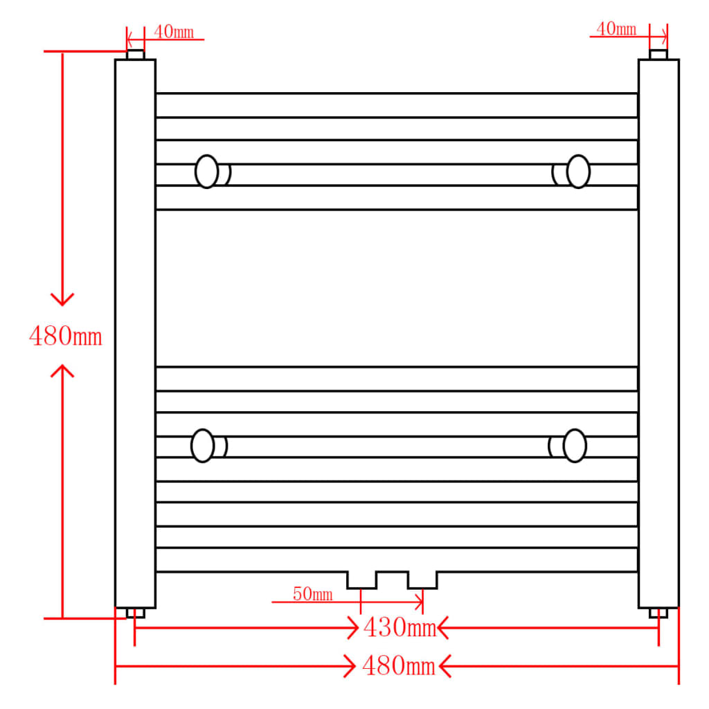 Radiator/handdoekenrek gebogen 480x480 mm zwart