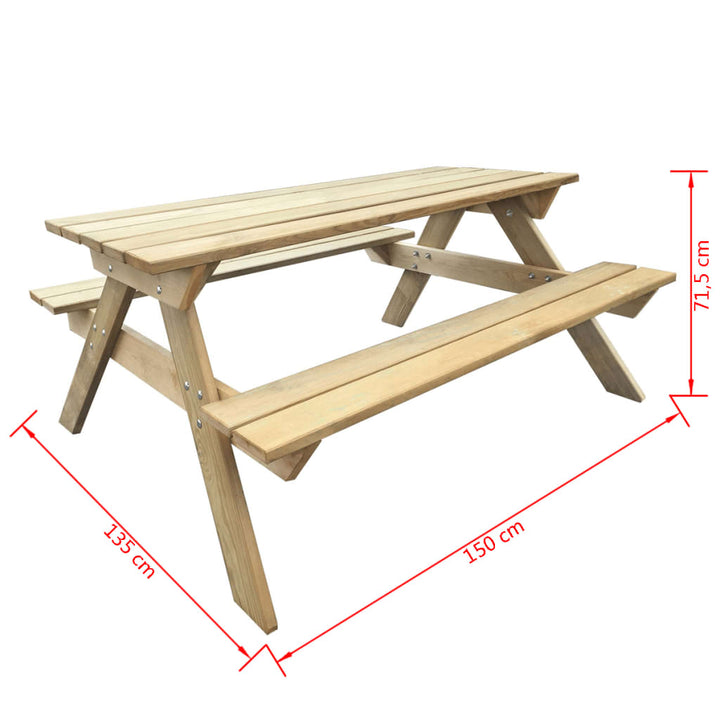 Picknicktafel 150x135x71,5 cm hout