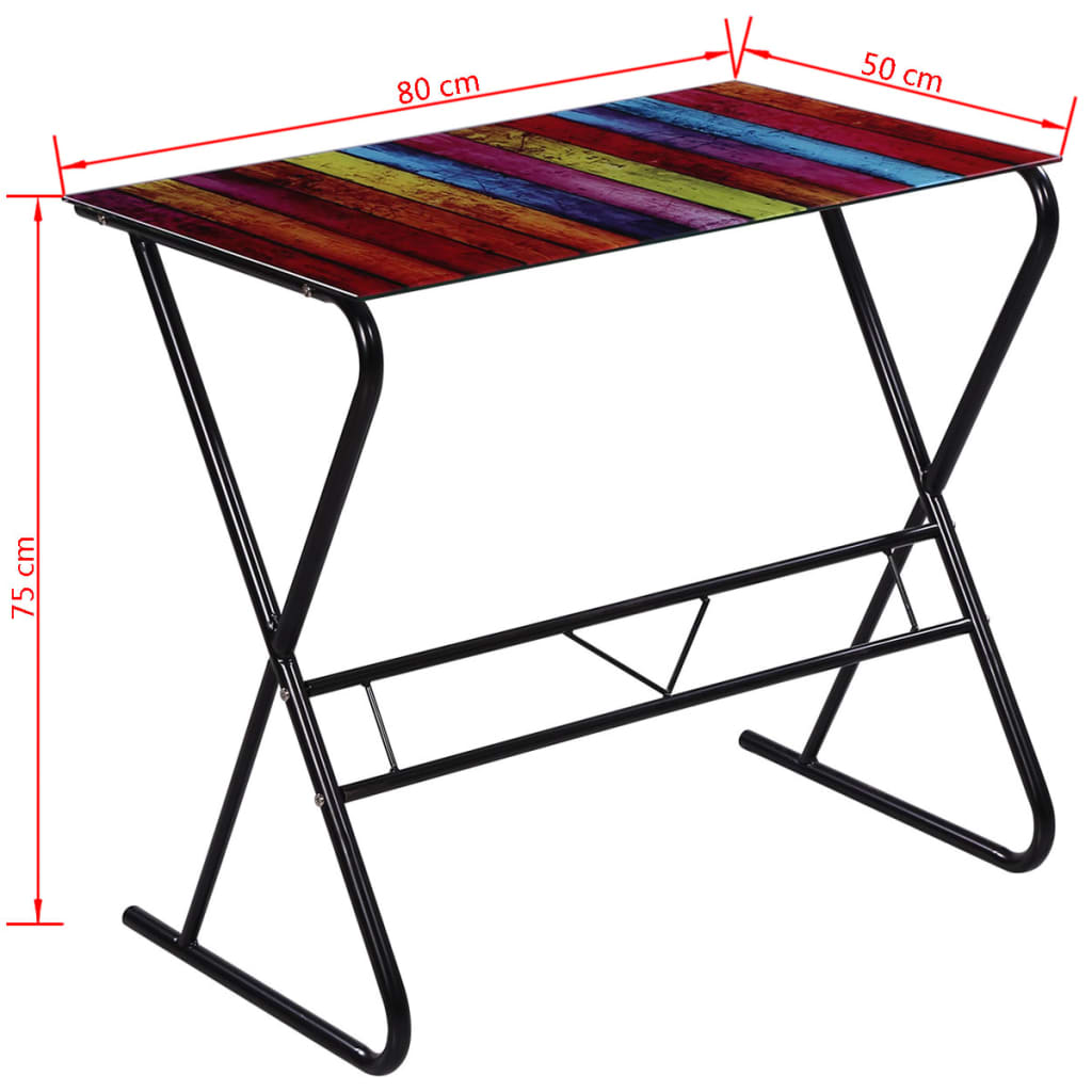 Glazen bureau met regenboogpatroon