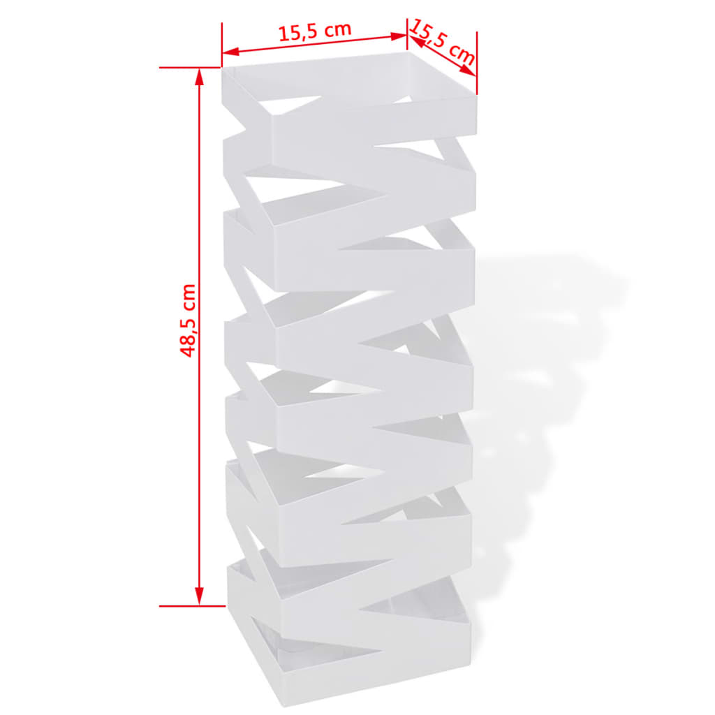 Paraplu- en wandelstokhouder strepen wit vierkant staal 48,5 cm