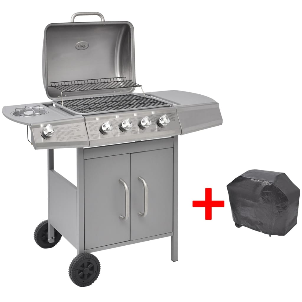 Gasbarbecue 4+1 kookzone zilver