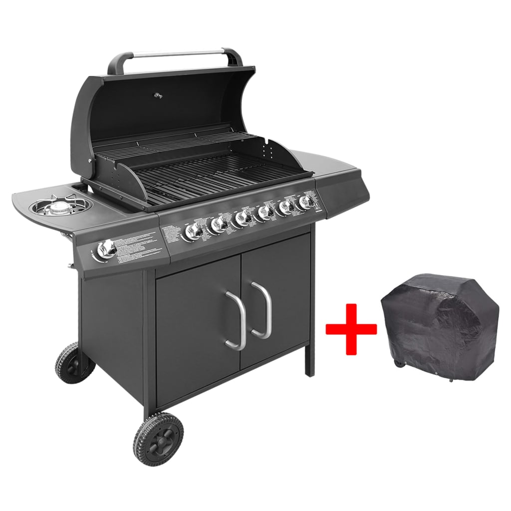 Gasbarbecue 6+1 kookzone zwart