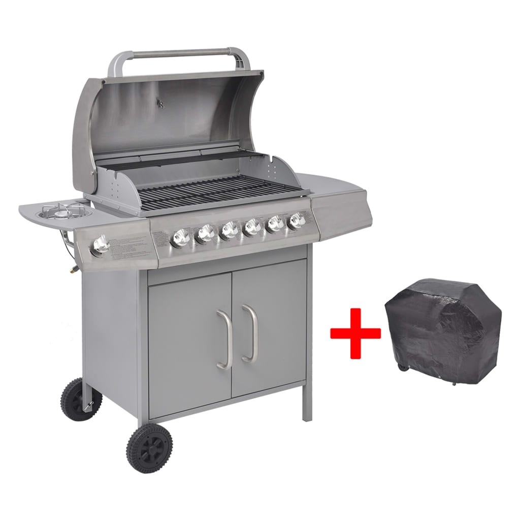 Gasbarbecue 6+1 kookzone zilver