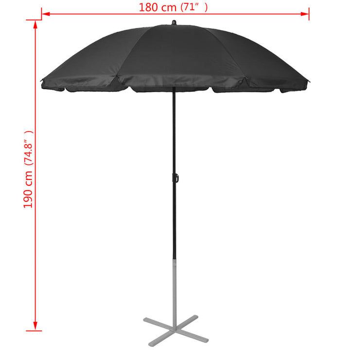 Ligbedden met parasol aluminium zwart