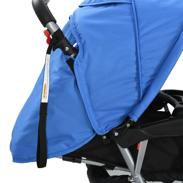 Kinderwagen dubbel staal blauw en zwart