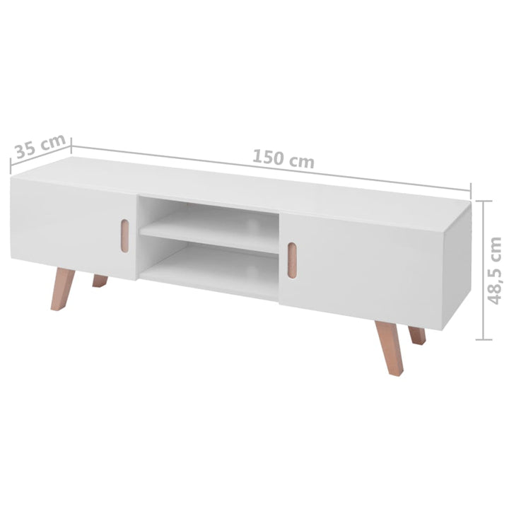 Tv-meubel 150x35x48,5 cm MDF hoogglans wit