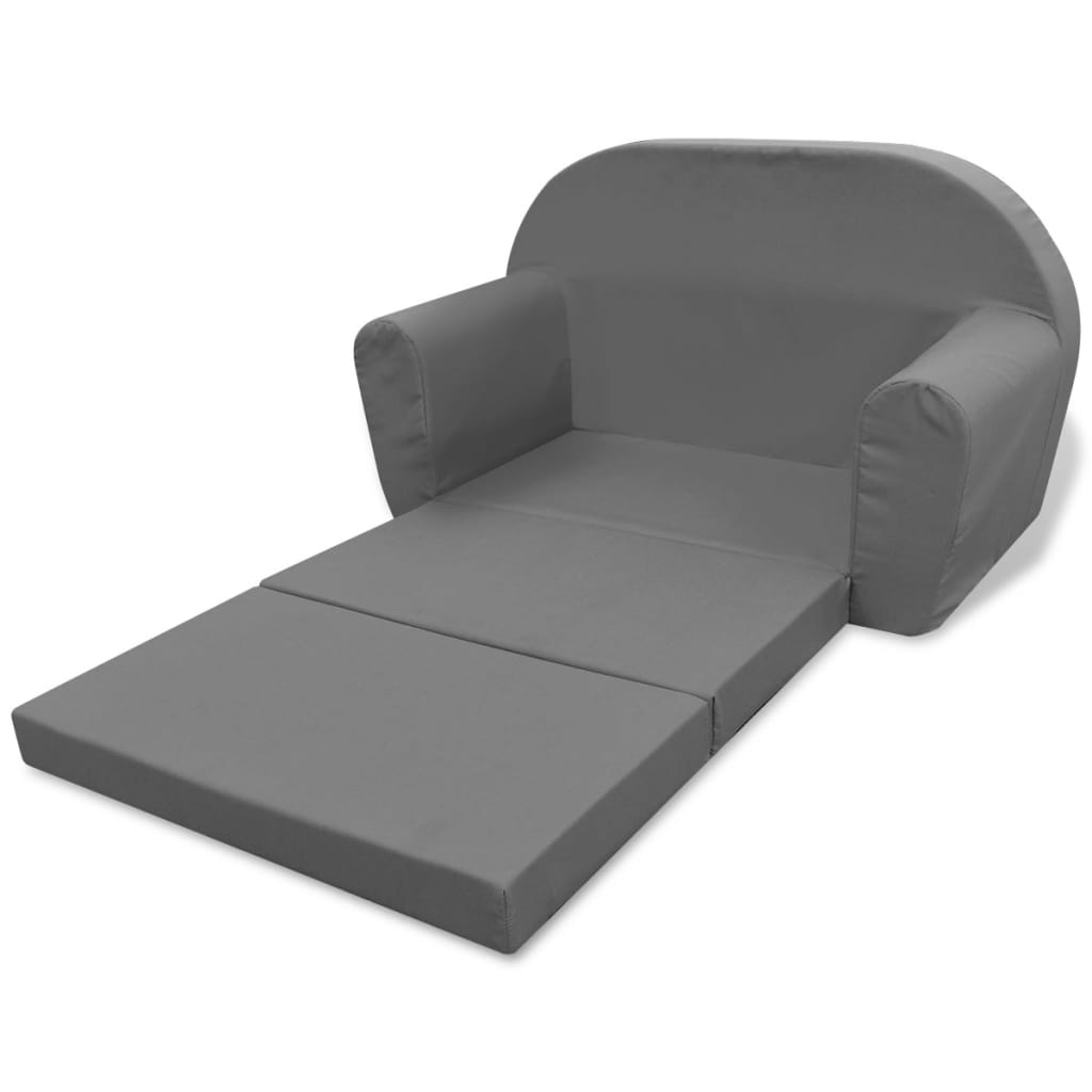 Loungestoel voor kinderen uitklabaar grijs