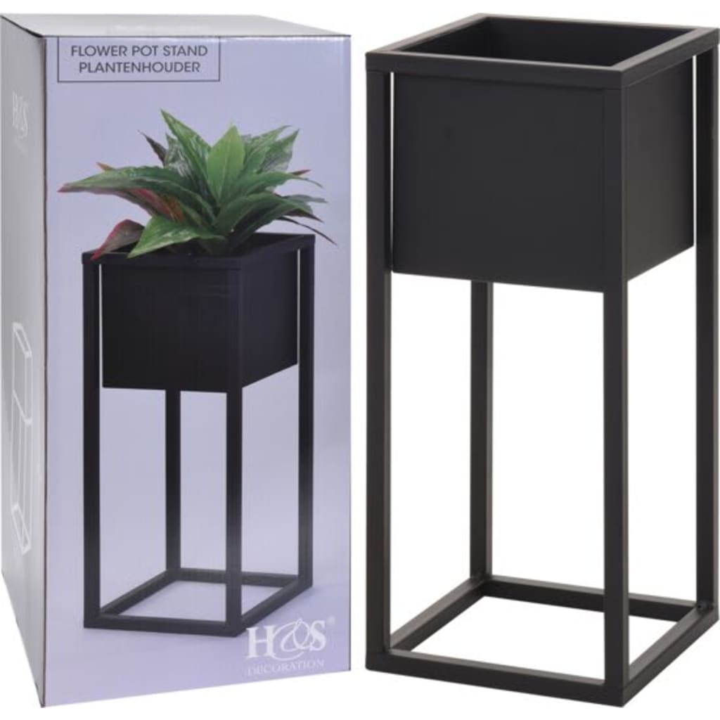 H&S Collection Bloempot op standaard 50 cm metaal zwart