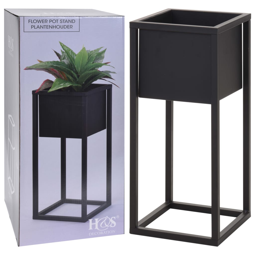 H&S Collection Bloempot op standaard 50 cm metaal zwart