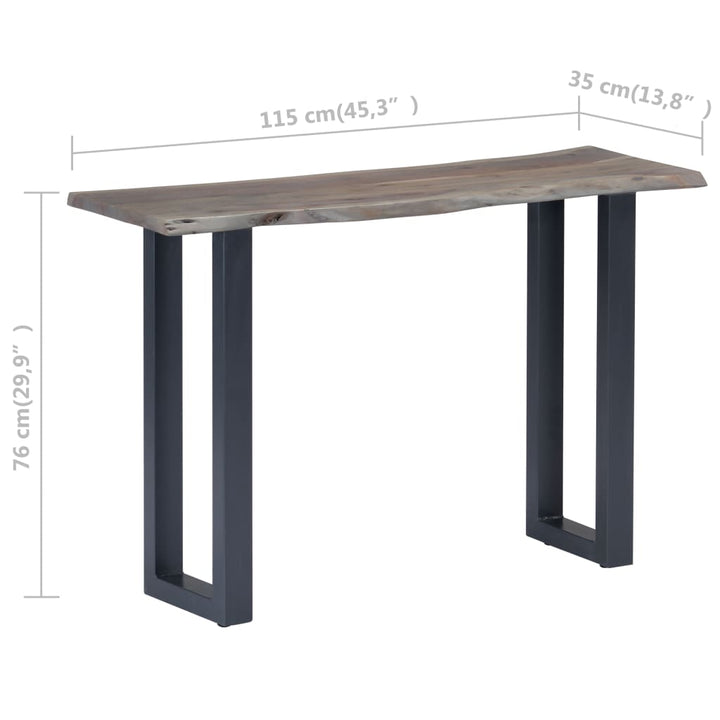 Wandtafel 115x35x76 cm massief acaciahout en ijzergrijs