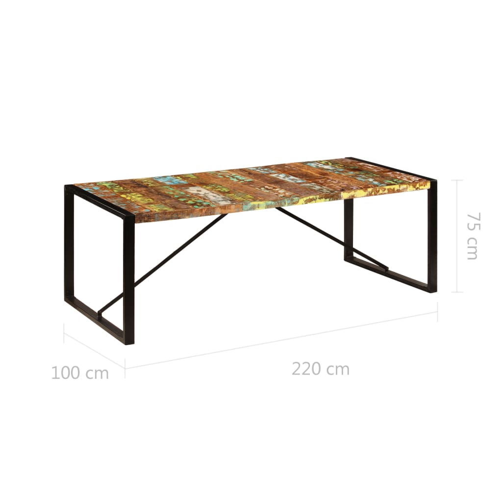 Eettafel 220x100x75 cm massief gerecycled hout