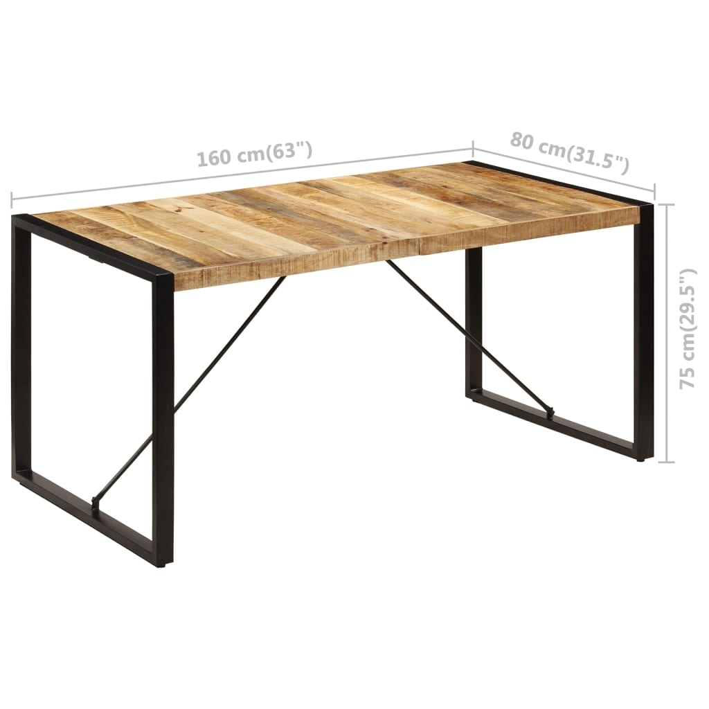 Eettafel 160x80x75 cm massief mangohout