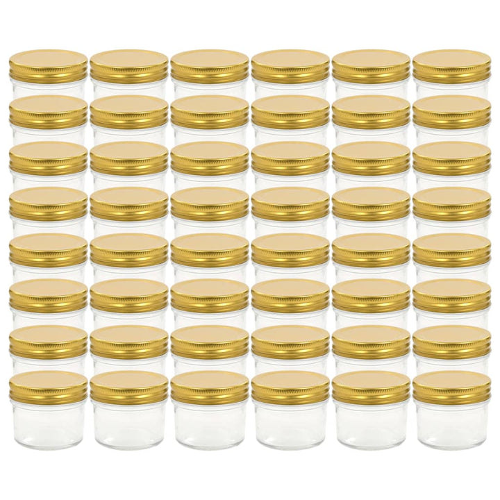 Jampotten met goudkleurige deksels 48 st 110 ml glas