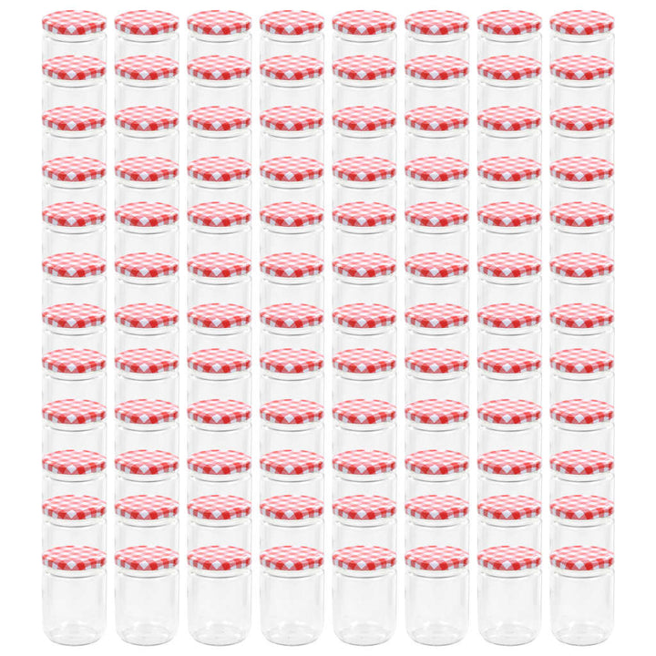 Jampotten met wit met rode deksels 96 st 230 ml glas