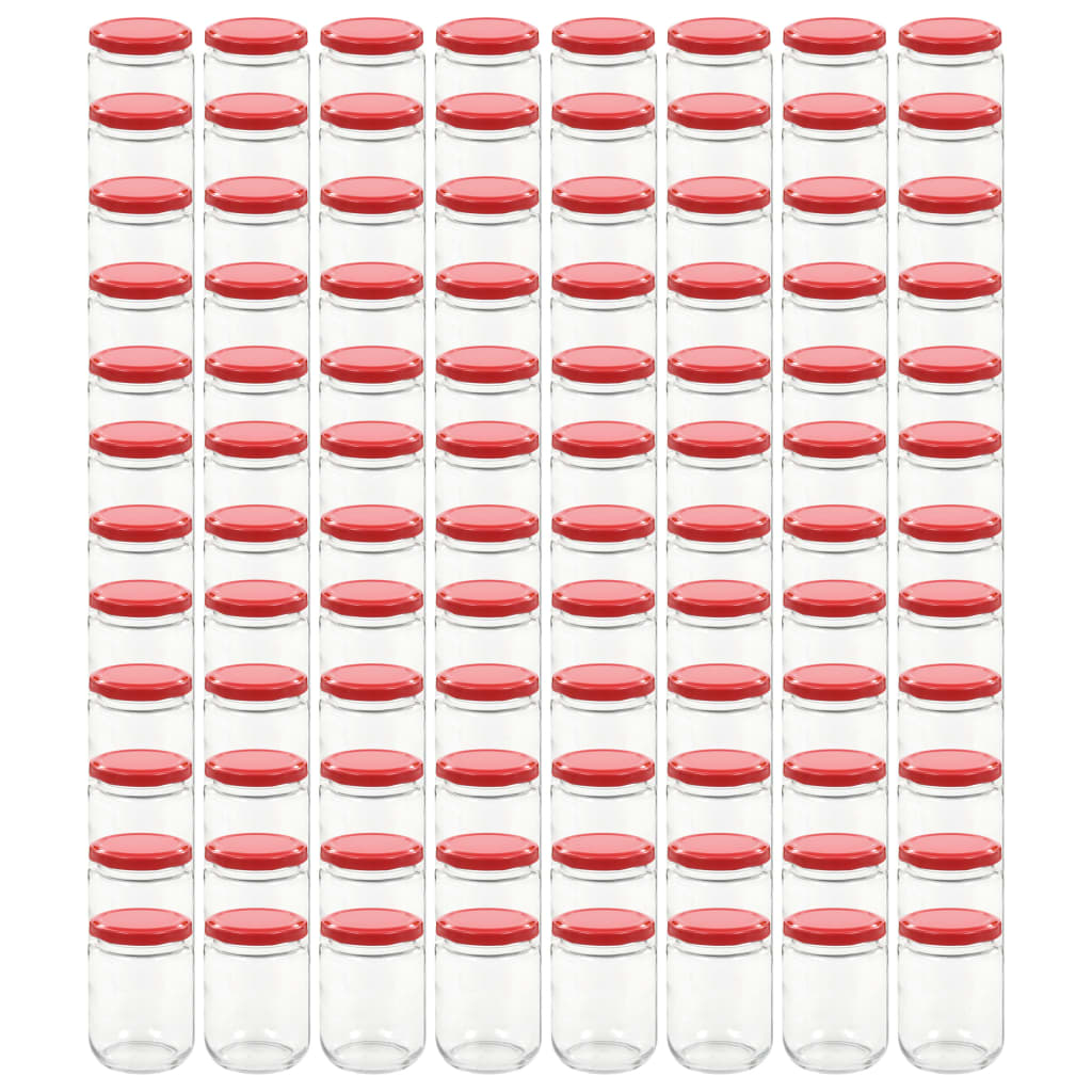 Jampotten met rode deksels 96 st 230 ml glas