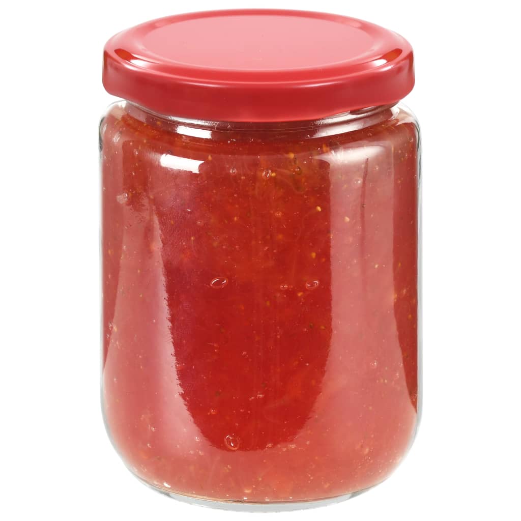 Jampotten met rode deksels 96 st 230 ml glas
