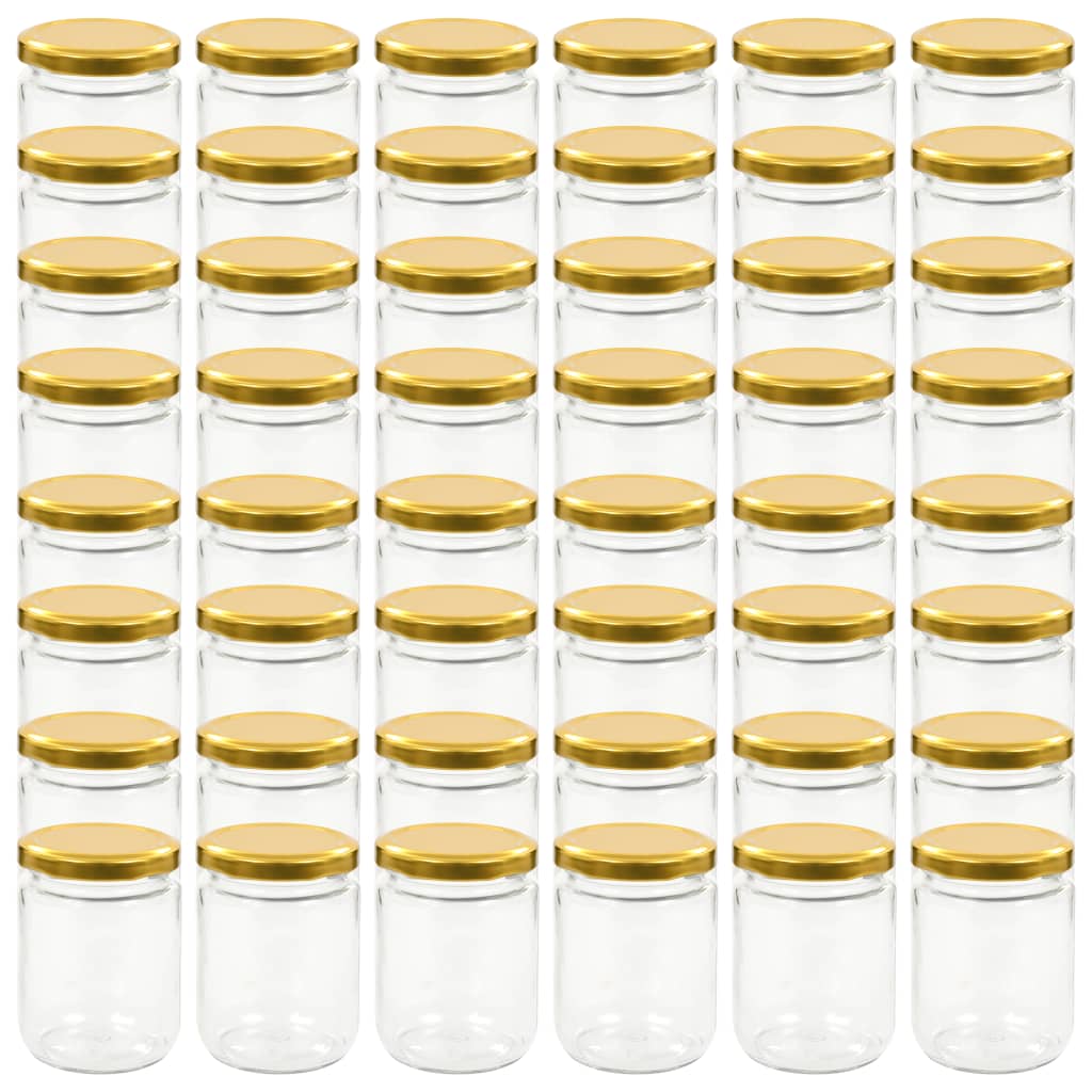 Jampotten met goudkleurige deksels 48 st 230 ml glas