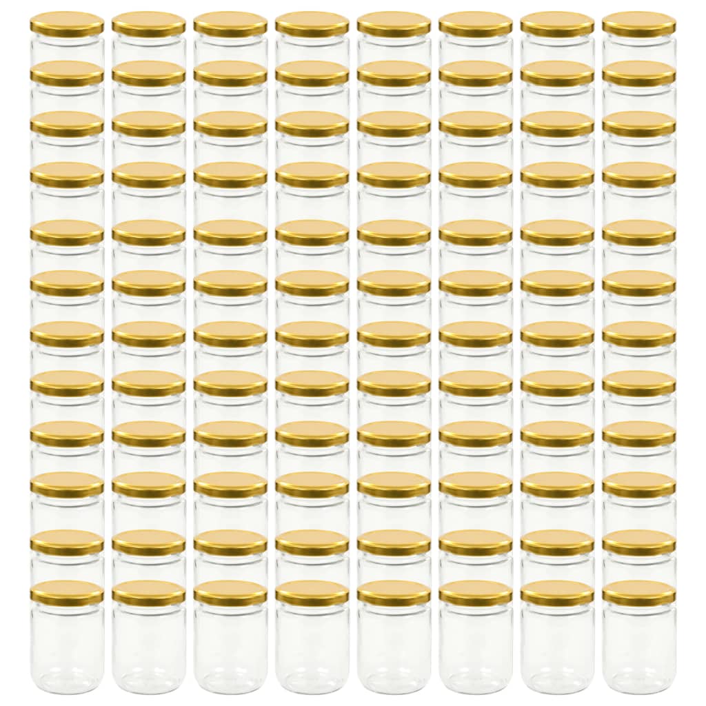 Jampotten met goudkleurige deksels 96 st 230 ml glas