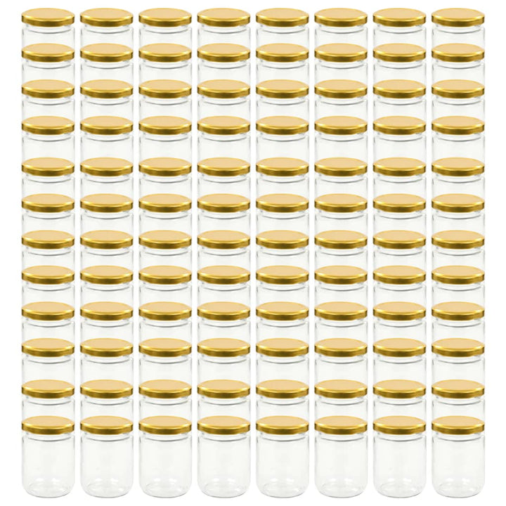 Jampotten met goudkleurige deksels 96 st 230 ml glas