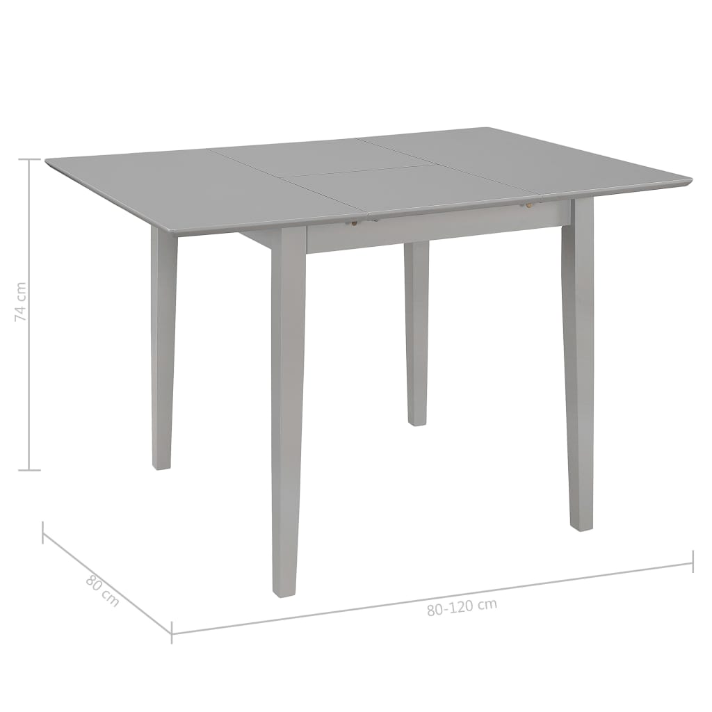 Eettafel verlengbaar (80-120)x80x74 cm MDF grijs