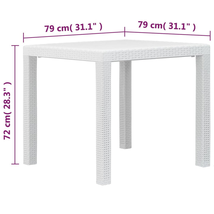 5-delige Tuinset rattan-look kunststof wit