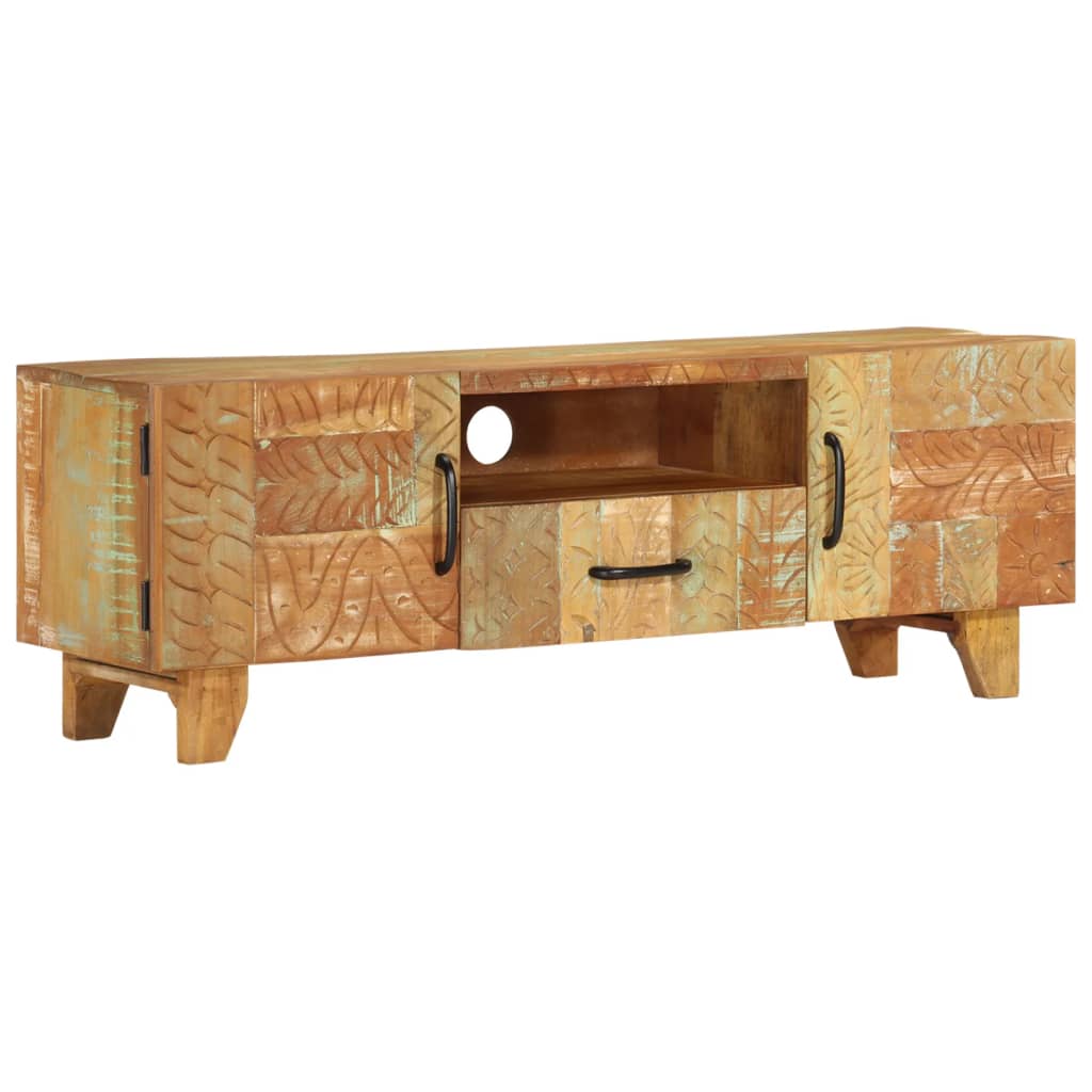 Tv-meubel handgesneden 120x30x40 cm massief gerecycled hout