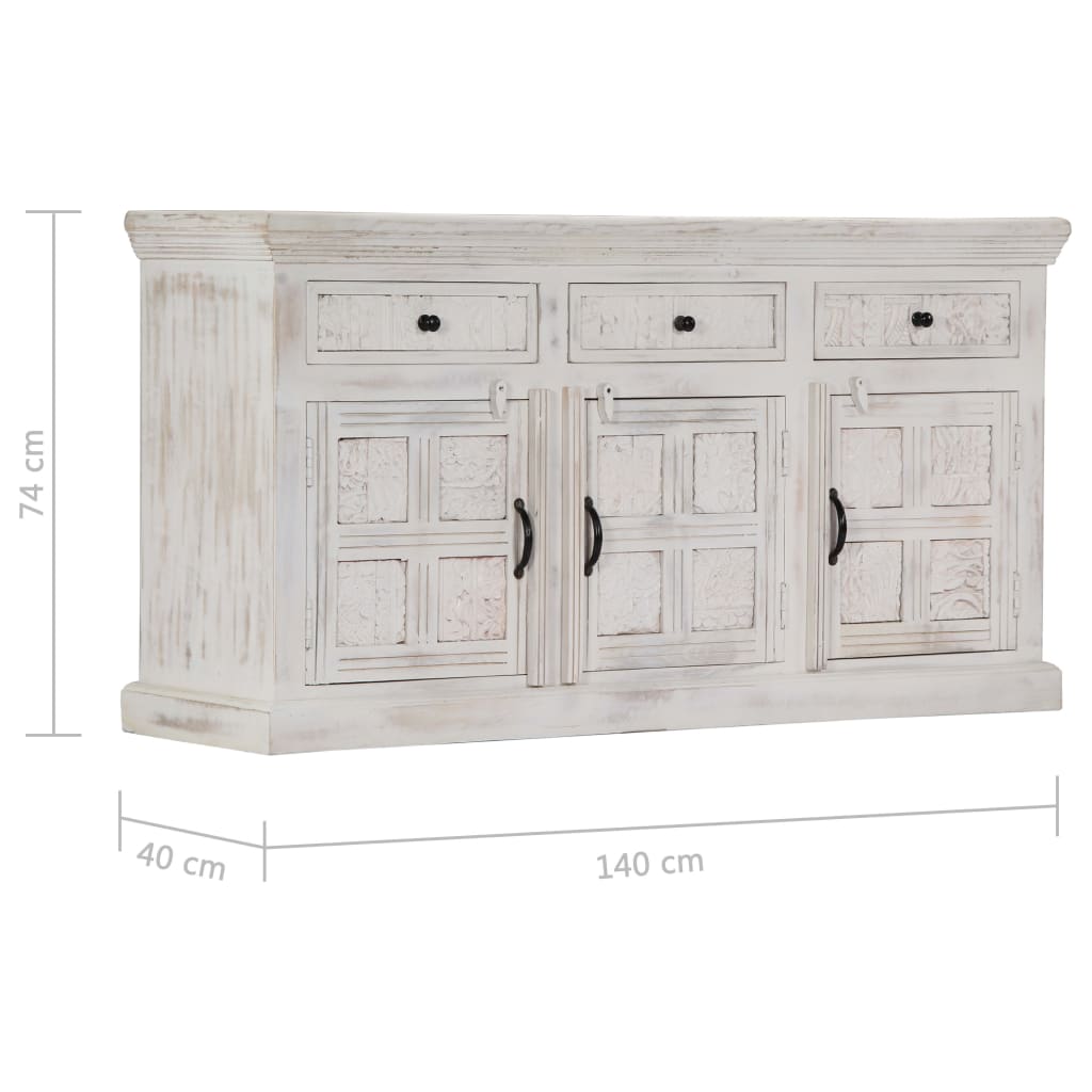 Dressoir 140x40x74 cm massief mangohout wit