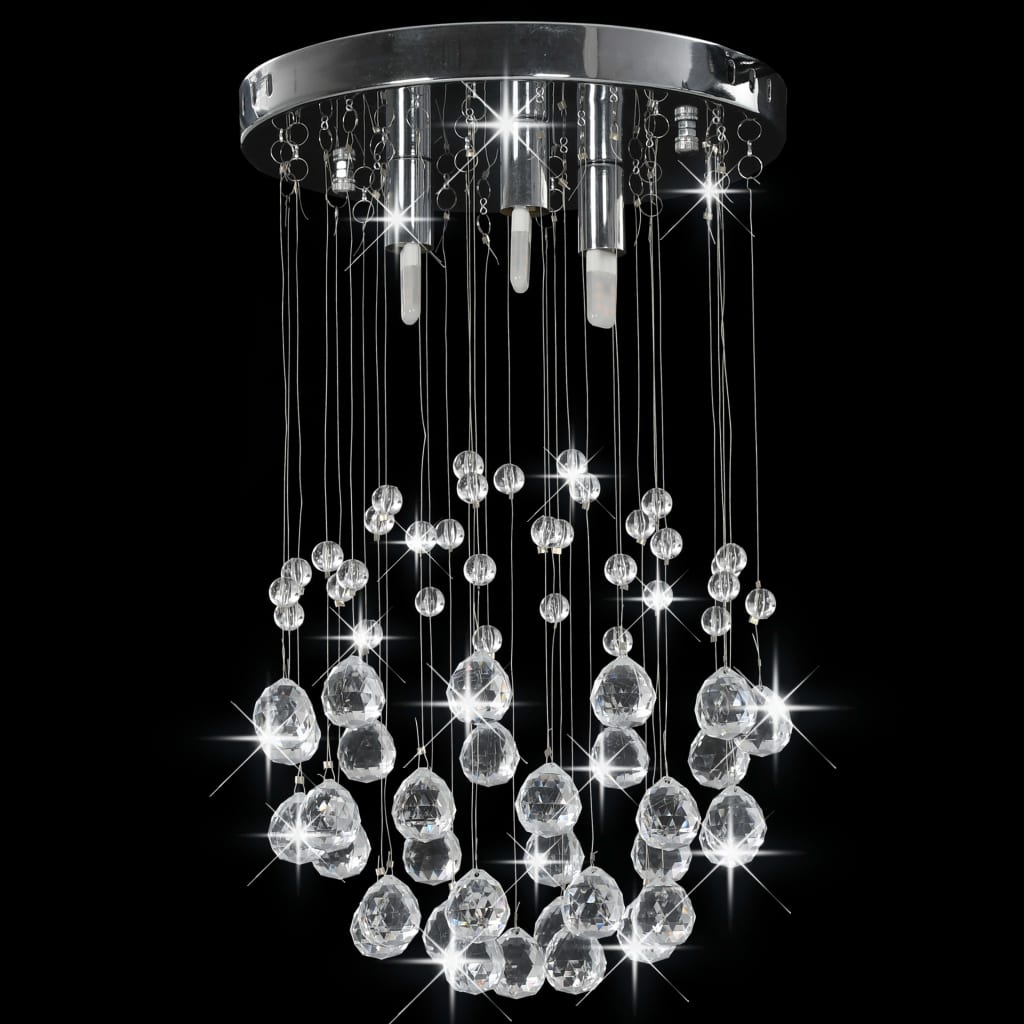 Plafondlamp met kristallen kralen rond 3xG9 zilverkleurig