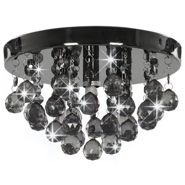 Plafondlamp met smoky kralen rond G9 zwart/paars