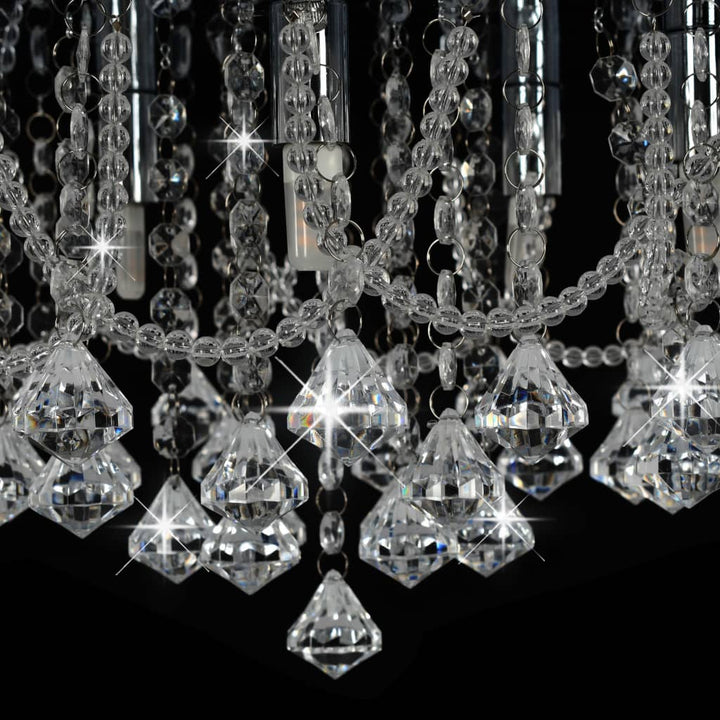 Plafondlamp met kristallen kralen rond 4xG9 zilverkleurig