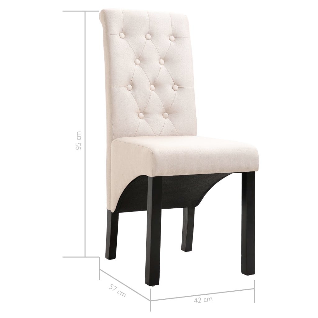 Eetkamerstoelen 2 st stof crème