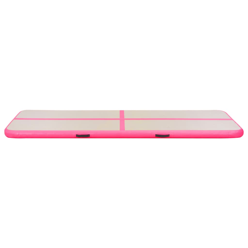 Gymnastiekmat met pomp opblaasbaar 300x100x10 cm PVC roze