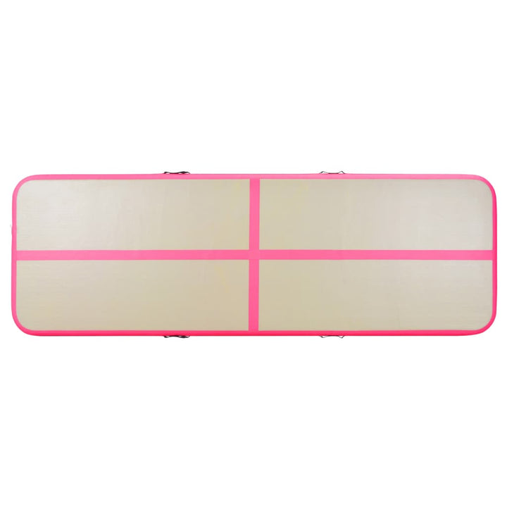 Gymnastiekmat met pomp opblaasbaar 500x100x10 cm PVC roze