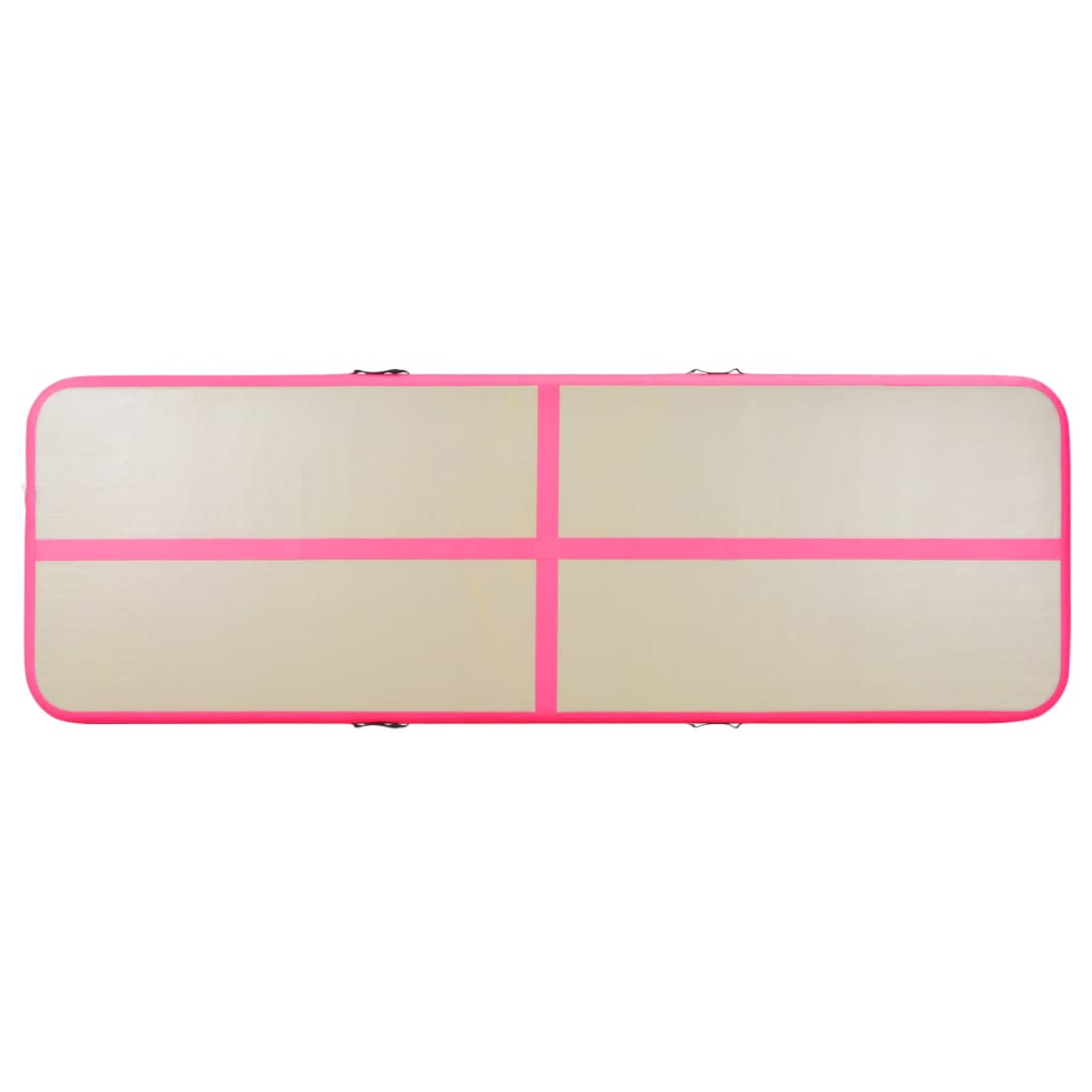 Gymnastiekmat met pomp opblaasbaar 700x100x10 cm PVC roze