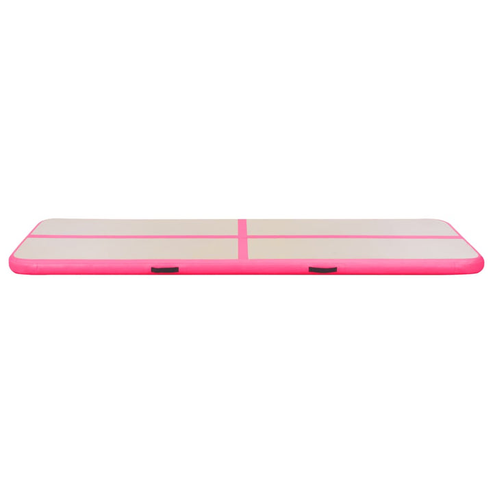 Gymnastiekmat met pomp opblaasbaar 700x100x10 cm PVC roze