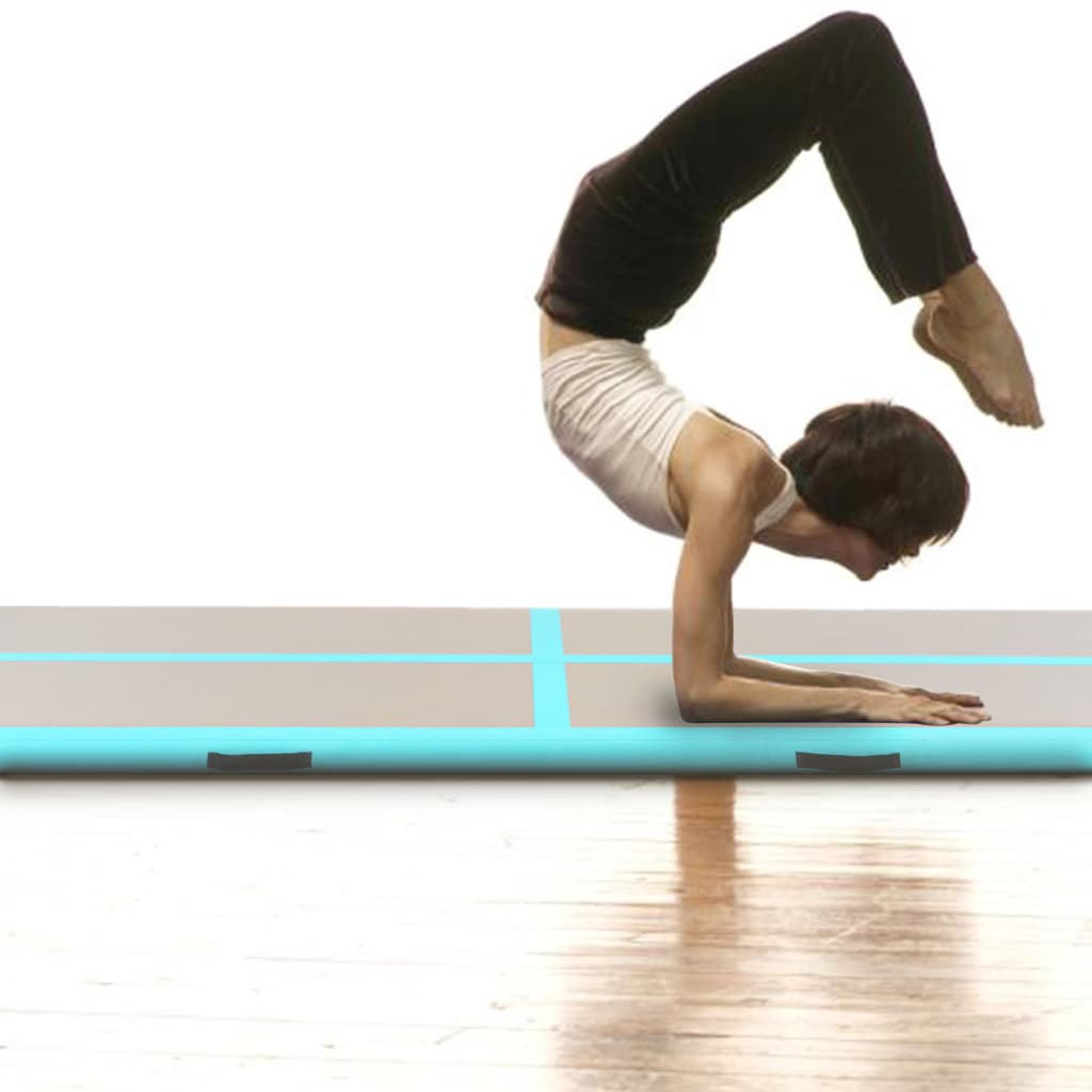 Gymnastiekmat met pomp opblaasbaar 800x100x10 cm PVC groen