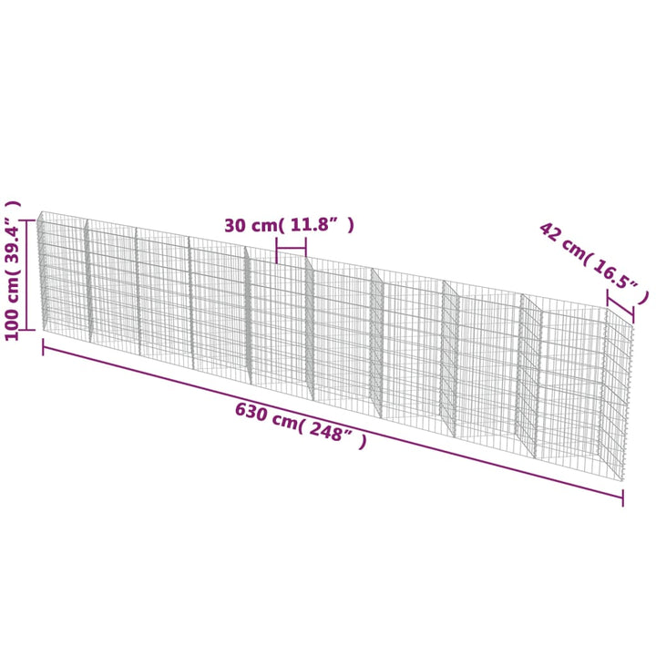 Schanskorf wand 630x30x100 cm gegalvaniseerd staal