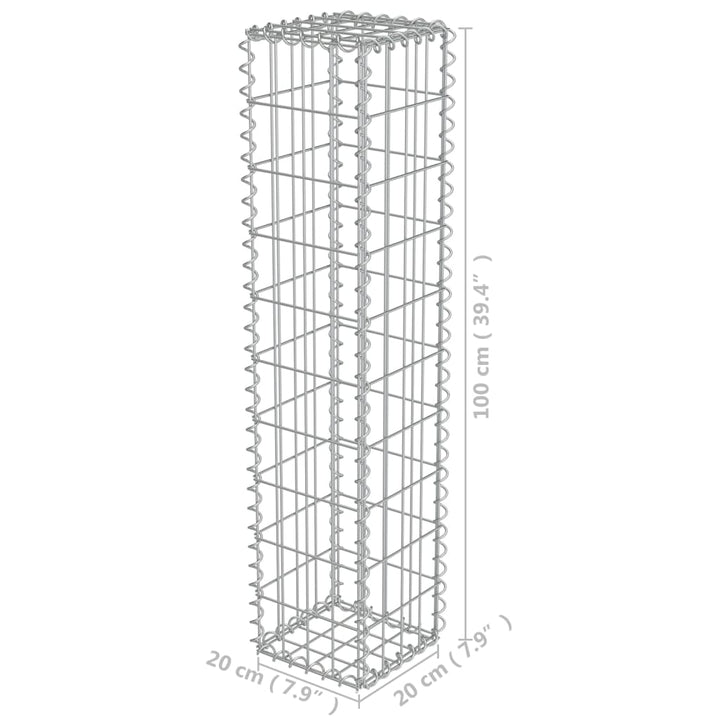 Schanskorfmuur met deksels 20x20x100 cm gegalvaniseerd staal