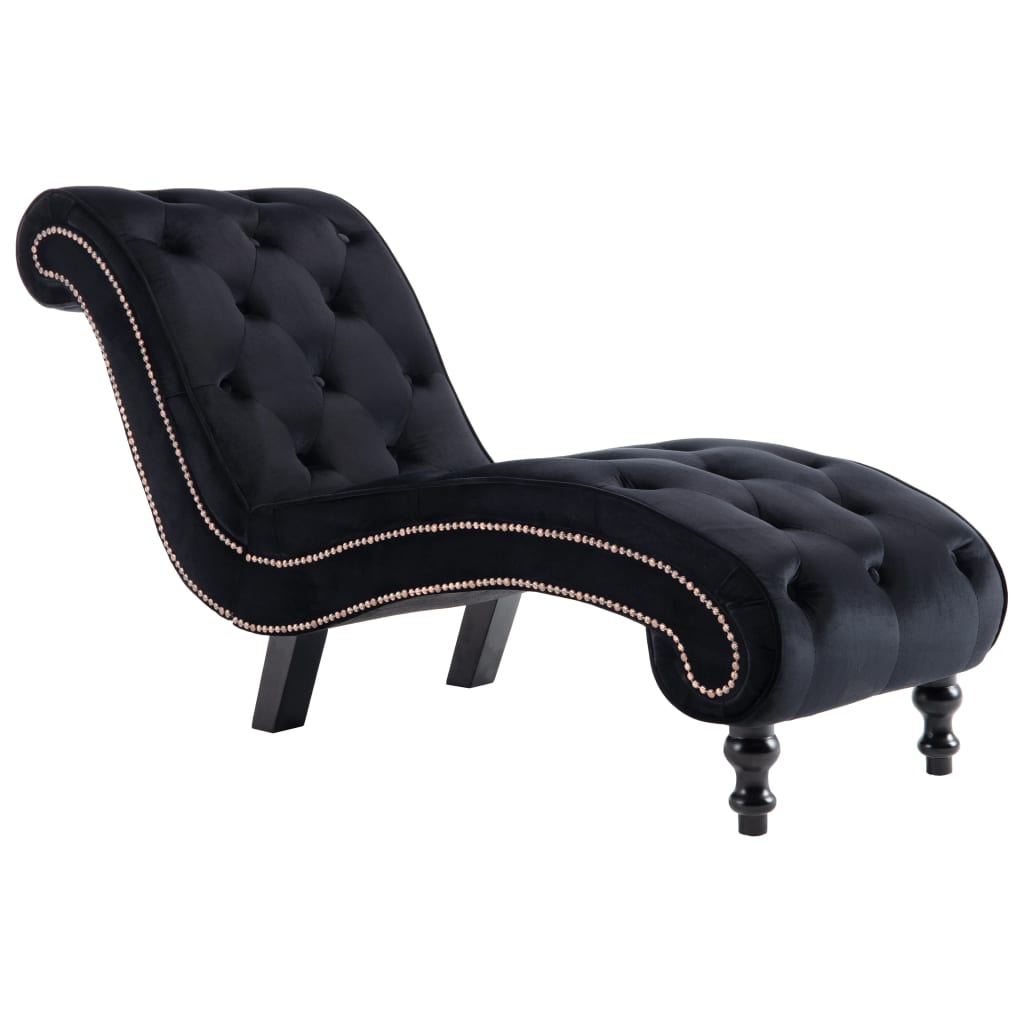Chaise longue fluweel zwart
