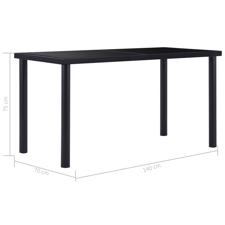 Eettafel 140x70x75 cm gehard glas zwart