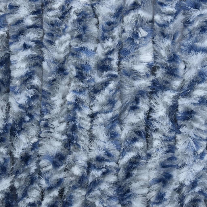 Vliegengordijn 100x220 cm chenille blauw, wit en zilver