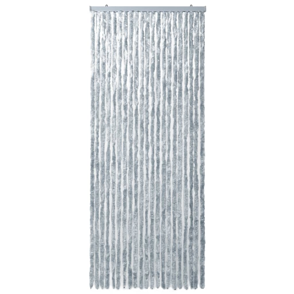 Vliegengordijn 90x220 cm chenille wit en grijs